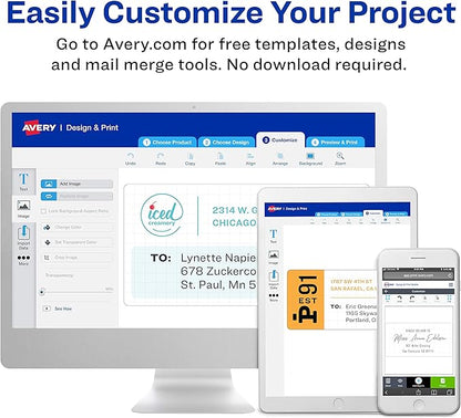 Avery Printable Shipping Labels with Sure Feed, 2" x 4", Glossy Crystal Clear, 100 Blank Mailing Labels (6522)