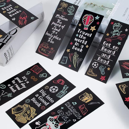 LiYiQ 100 Pcs Reading Rocks Bookmarks Rockets Design Bookmarks 7×2.5-inch Double-Sided Bookmarks for Book Lovers Cute Bookmarks for Reading Bookmarks for Students School Supplies