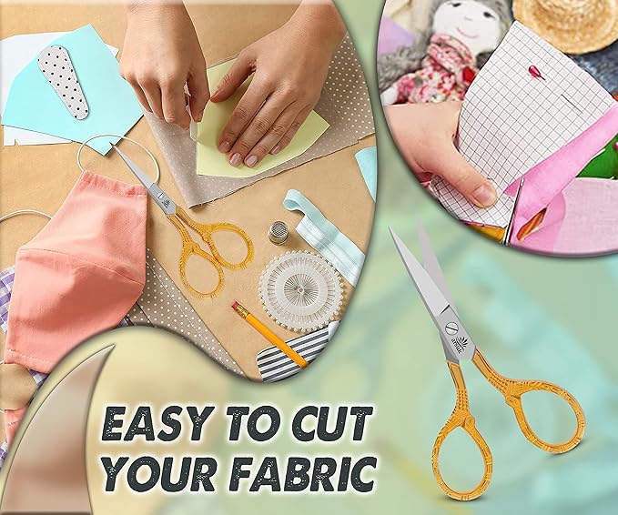 Embroidery Scissors Sewing Sharp Shears Fabric Crafting Scissor for Threading Art Home Crafts, Office Work, Stainless Steel Vintage Stork Style Safety Needlework Cross-Stitch Tailor Scissors