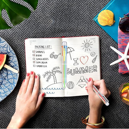 100 Pcs 6 in 1 Multicolor Ballpoint Pen Bulk 0.5 mm 6 Color Retractable Ballpoint Pen Colorful Ink Pen Party Favors Rainbow Pen for Nurses, Gel Ink Nurse Pens for Office School Students Kids (100)