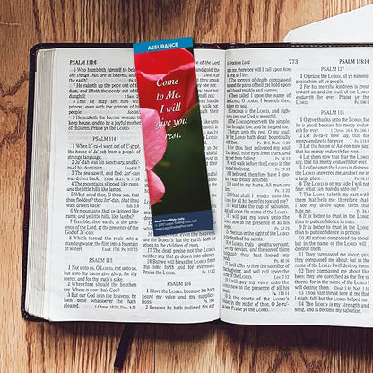 Christian Bookmark with Bible Verse, Pack of 25, Assurance Themed, Come to Me, I Will Give You Rest, Matthew 11:28-29