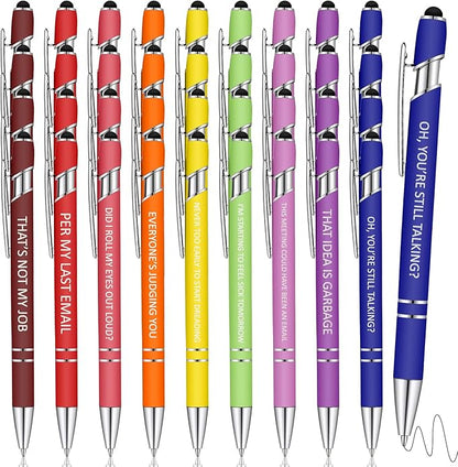 Eersida 40 Pcs Snarky Office Pens Funny Insulting Pens Arcastic Negative Quotes Ballpoint Macaron Touch Stylus for Office, Black Ink