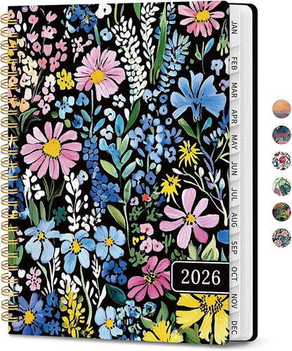 2026 Planner, Aesthetic Weekly and Monthly Planner for Women, Jan 2026 to Dec 2026, Hardcover 2026 Calendar Book with Monthly Tabs, Inner Pocket, Perfect for Office Home School - A5 (6.3" x 8.5"), Painted Garden
