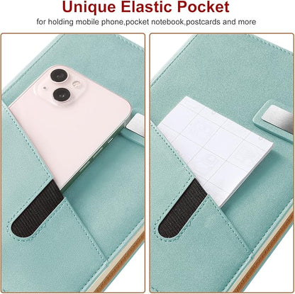 A5 Blank Journal Notebook, Refillable Hardcover Leather Sketchbook with Pocket and Magnetic Buckle, 240 Pages Thick Travel Sketchbooks for Drawing and Writing, 80gsm Unlined Journal for Men and Women