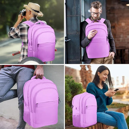 Lapsouno Large Laptop Backpack, Travel Laptop Backpack, 17.3 Inch Carry on Backpack with USB Port, TSA Travel Bag for Women,College School Backpack for Women,Light Purple