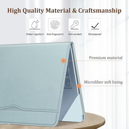 Fintie Sleeve Case for 12.4 Inch Microsoft Surface Laptop Go 3/2/1 (Model: 2013/1943), Premium PU Leather Protective Folio Book Cover with Large Pocket (Ice Blue)