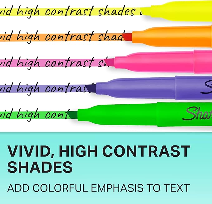 Sharpie Pocket Highlighters, Narrow Chisel Tip Highlighter Marker Set, Pack Of 36 In 6 Assorted Fluorescent And Pastel Highlighters, Ideal For Office Supplies, Teacher Supplies, And School Supplies