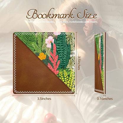 Personalized Leather Bookmarks, Fun & Cute Book Accessories for Reading Lovers, Unbreakable Page Markers for Women Men Girls Boys Student Teacher Kids Retirement Birthday Gifts (Flowering Plant)