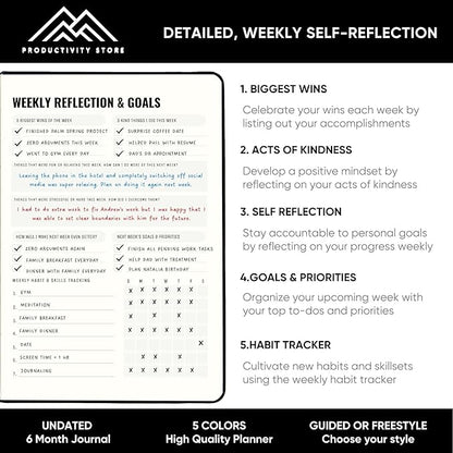 Best Daily Journal for Men & Women for Mindfulness, Productivity, Happiness & Self Care | Gratitude Journal, Affirmation Journal, Positivity Journal, Manifestation Journal, Self-Care Journal, Habit Tracker & Daily Journal with Prompts (Black)