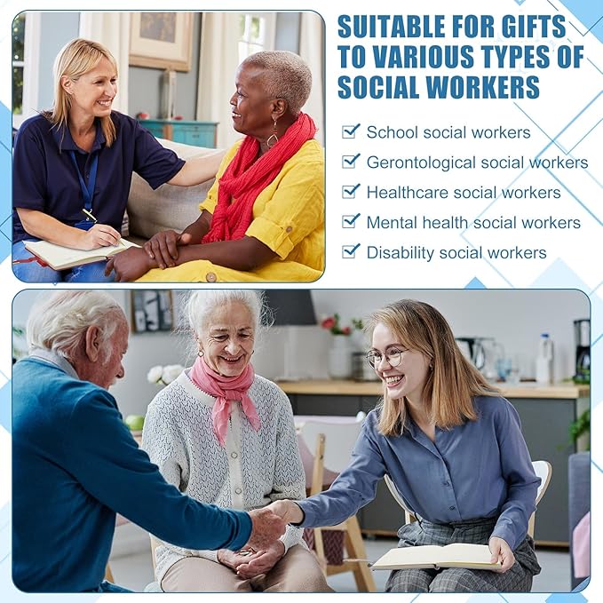 Chuangdi 6 Sets Social Worker Appreciation Gift Bulk A5 Leather Journal Notebook with Metal Buckle Ballpoint Pen Thank You Inspiration Gift for School Social Worker Graduation Nursing Volunteer BSW