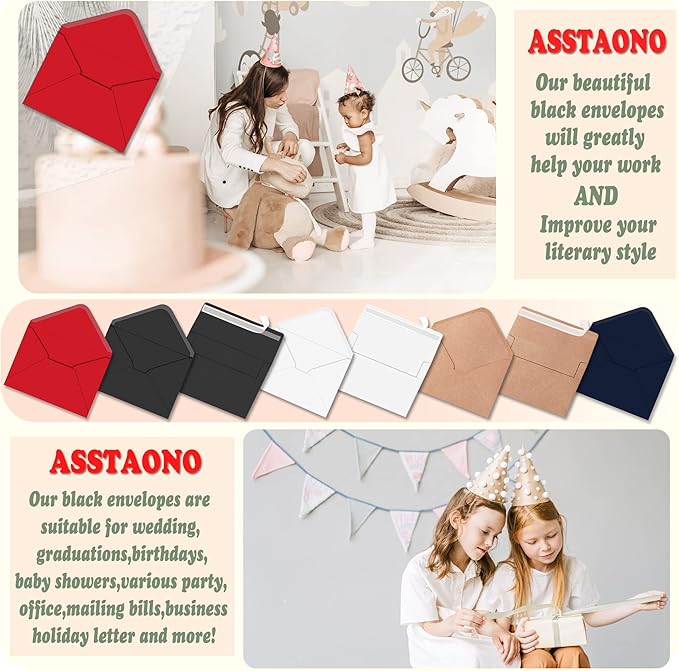 ASSTAONO-A7 Red Envelopes,100 Pack 5x7 Red Envelopes V Flap,Invitation Envelopes for 5x7 Cards,Photos,Wedding,Graduation,Announcements,Baby Shower,5.25 x 7.25 Inches