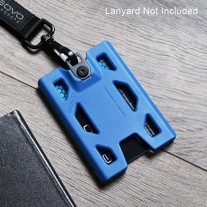 GOVO T4 Badge Holder No-Clip Version - Durable Polycarbonate ID Card Holder Holds 1 to 4 Cards (Blue)