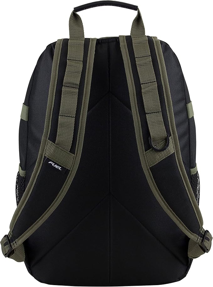 FUEL Hiking Backpack for Women Men Terra Sport, Travel, College, Gym, Work with Laptop Sleeve, Bungee, 18 Inches, Black