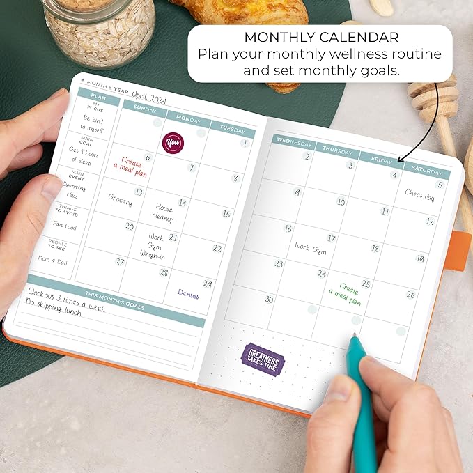 Clever Fox Food Journal Pocket - Daily Food Diary, Meal Planner to Track Calories & Nutrients, Weight Loss Tracker Notebook, 4x5.5” (Orange)