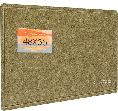Large Bulletin Board - 48 x 36 Inches, Decorative Felt Pin Board for Wall - 4' x 3' Foldable Photo Display Board with Self-Adhesive Tape, Includes 20 Push Pins - Olive