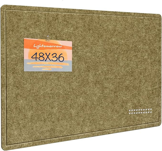Large Bulletin Board - 48 x 36 Inches, Decorative Felt Pin Board for Wall - 4' x 3' Foldable Photo Display Board with Self-Adhesive Tape, Includes 20 Push Pins - Olive