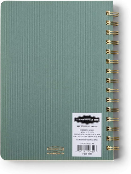 DesignWorks Ink 6" x 8.25" Juniper Green Textured Paper Twin Wire Spiral Notebook Journal with 160 Lined Pages for Work, Writing, Journaling