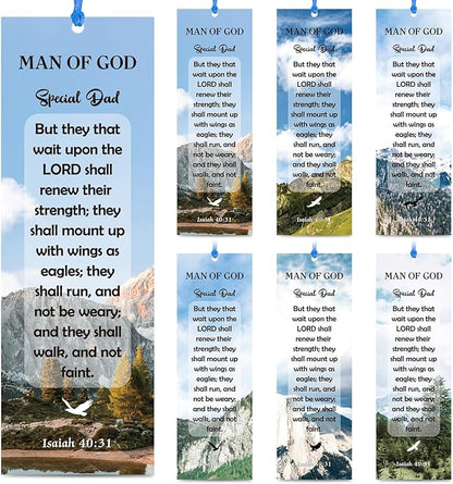 60 Pcs Man of God Bookmark Father's Day Bookmarks Isaiah 40: 31 VBS Exchange Gifts for Kids Adult Church School Classroom Prizes Party Favors
