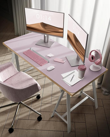 YsagI Large Leather Desk Mat, Mouse Pad, Non-Slip PU Leather, Waterproof Writing Pad, Laptop & Office use (Grayish Lavender, 47.2" x 23.6")