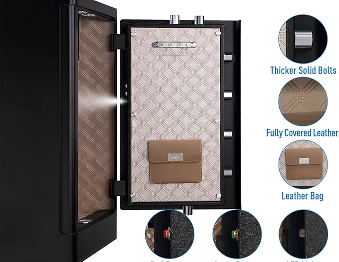 Tenamic Deluxe Biometric Fingerprint Safe Box Smart Touch Screen Fireproof Safe for Home Office Hotel 5.1 Cubic Feet