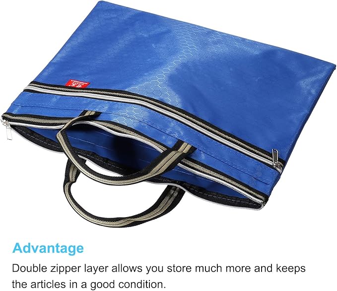 PATIKIL Waterproof Zipper File Bag, Documents Books Tools Storage Zip Pouch for Office Travel, Blue