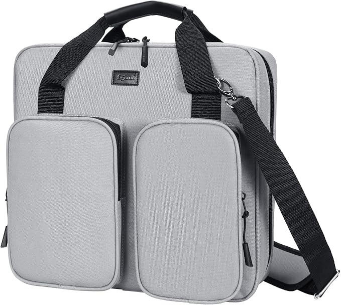 3 Inch 3 Ring Zipper Binder with Shoulder Strap & Handle & Multi-Pocket - 3" Binder with Zipper for School, Compatible with 13-Inch MacBook/Tablet -Patent Design Grey