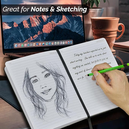 Nextnoid Hardcover PU Leather Lined Notebook Journal - 120 GSM Thick Paper, Medium A5-160 Pages Perfect for Writing, Journaling, and Note-Taking (Black,Ruled)