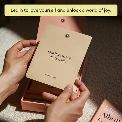 Intelligent Change 52 Mindful Affirmation Cards for Love and Relationships, Daily Words of Inspiration, Self Care Positive Affirmation Cards for Women with Stand, Gifts For Women, Mothers Day Gifts