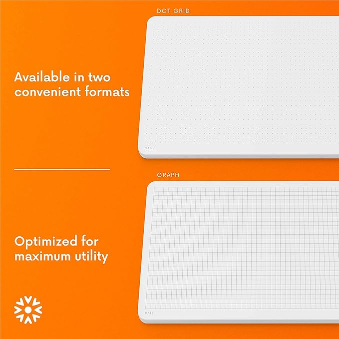 Notsu Dot Grid Desk Notepad 2 Pack | Minimalist Dotted Memo Mouse Pads with Premium Thick Paper, Small 5.5" x 8.5"