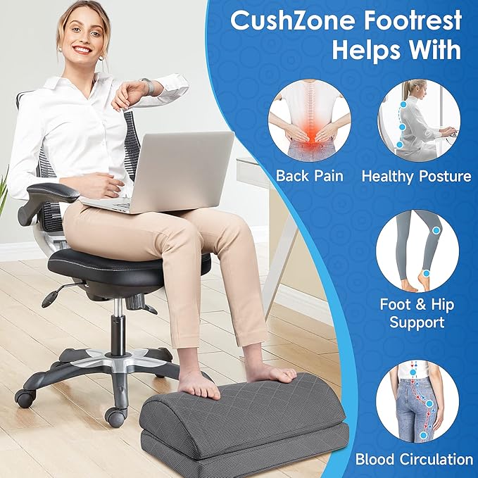Foot Rest,Desk & Gaming Accessories,Foot Rest for Under Desk at Work,Comfortable Footrest with 2 Adjustable Heights & Removable Cover, Office Desk Accessories（Gray-19.7 in）