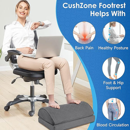 Foot Rest,Desk & Gaming Accessories,Foot Rest for Under Desk at Work,Comfortable Footrest with 2 Adjustable Heights & Removable Cover, Office Desk Accessories（Gray）