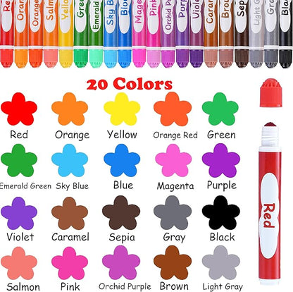 Dot Markers, 20 Colors Washable Dot Paint Markers for Toddlers Kids Preschool, Bingo Daubers Supplies, Painting Art and Crafts Kits Coloring Set, Class Valentine Gift Art Party