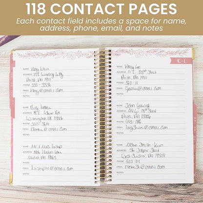 bloom daily planners Hardcover Contacts Address Password Book - Alphabetical Organizer with Tabs - 6” x 8.25" - Daydream Believer