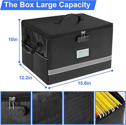 File Organizer, Fireproof File Box with Lids, Important Document Organizer Box with Lock, Portable File Folder Organizer with Handle