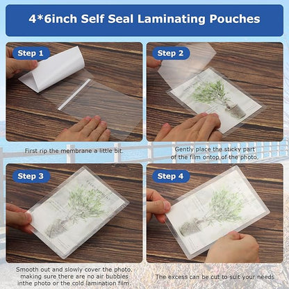 50 Sheets Self Seal Laminating Pouches 4x6 Self Adhesive Laminating Sheet No Heat No Laminating Machine Needed for Photos Index Cards