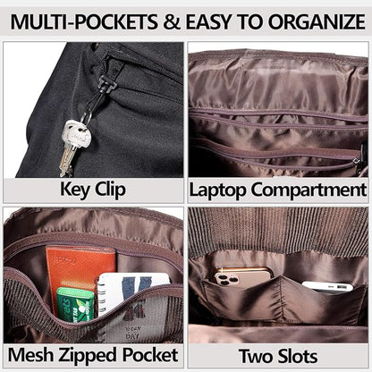 Backpack for Men,Large Water Resistant Fashion Travel Drawstring Backpack Rucksack with Laptop Sleeve for School/Work/College/Adults Black