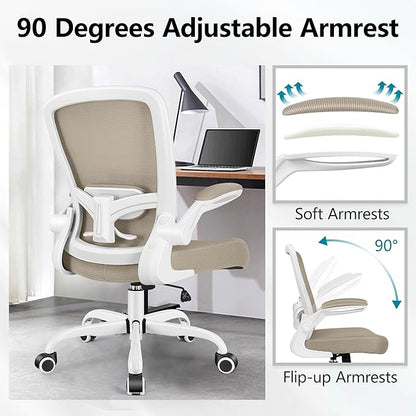 FelixKing Office Chair, Ergonomic Desk Chair Breathable Mesh Chair with Adjustable High Back Lumbar Support Flip-up Armrests, Executive Rolling Swivel Comfy Task Computer Chair for Home Office