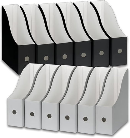 Simple Houseware Magazine File Holder Organizer Box, Black and White, 12 Packs