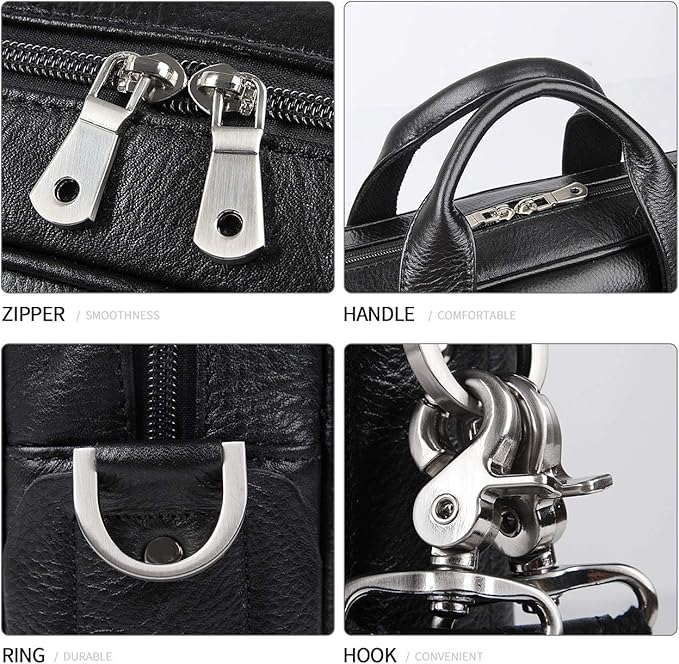 Augus Leather Laptop Briefcase for Men,Waterproof Travel Messenger Duffle Bags 15.6 Inch Laptop Bag