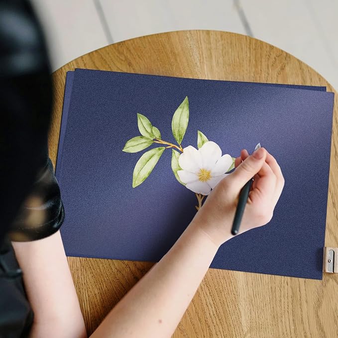 Navy Blue Shimmer Cardstock 8.5 x 11 Navy Blue Paper, Goefun 24 Sheets 80lb Card Stock Printer Paper for Christmas, Invitations, Certificates, Crafts, Card Making