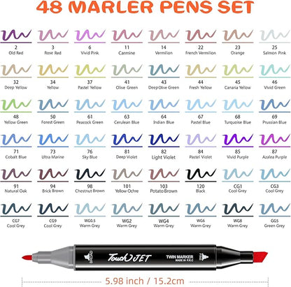Alcohol Markers, 48 Colors Dual Tip Art Markers, Drawing Markers, Coloring Marker for Kids Sketching Adult Coloring