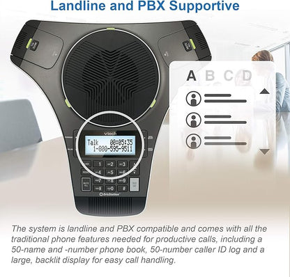 VTech VCS702 ErisStation DECT 6.0 Conference Phone with Two Wireless Mics Using Orbitlink Wireless Technology