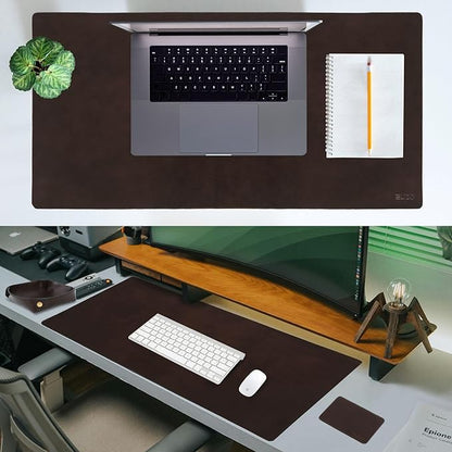 Elizo Leather Desk Mat Desk Pad Blotter Set - Real Full-Grain Leather (32x16) 2-Layer Genuine Desk Cover Protector & Large Mouse Pad | Computer Keyboard Desk Accessories for Office & Home Java
