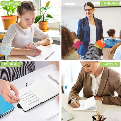 feela Pocket Small Notebooks Bulk, Mini Cute Notepads Hardcover College Ruled Lined Journals with Pen Holder for School Business Memos, with 15 Black Pens, 3.5”x 5.5”, 15 Pack, A6, Solid Colors