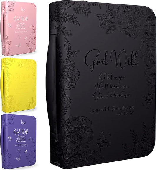 DEHITE Briefcase for Women – Leather Carrying Bag Large Size – | Fits Book 7 x 10.1 x 1.9 in | Pen Slots | Zippered Pocket | Premium Faux Leather | – Black Christian Gift Accessory