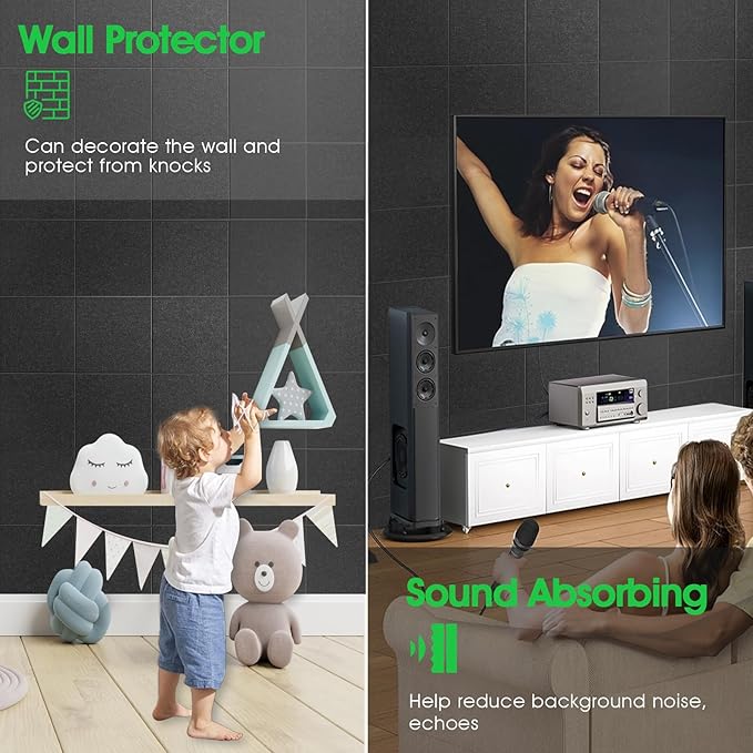 Large Cork Board for Office Wall Decor,48"x36"-12 Pack Felt Wall Tiles with 35 Push Pins, Thicker 0.47in, Felt Bulletin Board Pin Board Cork Boards for Walls - Dark Grey