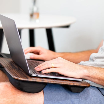 LAPGEAR Home Office Lap Desk with Device Ledge, Mouse Pad, and Phone Holder - Espresso Woodgrain - Fits up to 15.6 Inch Laptops - Style No. 91575