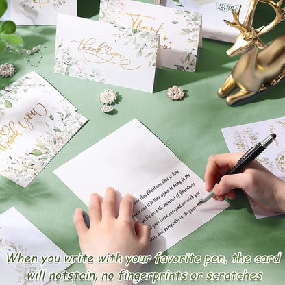 24 Pack Watercolor Thank You Cards with 24 Envelopes 24 Stickers 6 Designs Gold Letter Greeting Note Cards Thank You Notes Round Envelope Seal Stickers for Wedding Graduation(Fresh Style)