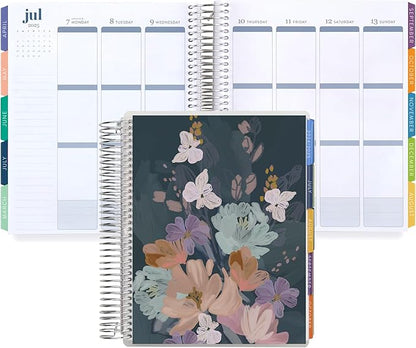 Erin Condren 12-Month Spiral Life Planner (Jan 2025 - Dec 2025) | 7x9 Weekly Planner with Monthly Calendars | Bold Blooms Covers, Evolve Interior, Vertical Layout, Platinum Coil