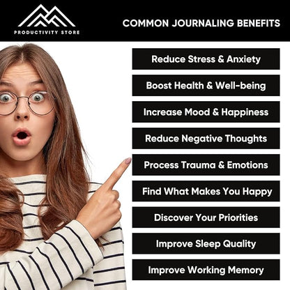 Best Daily Journal for Men & Women for Mindfulness, Productivity, Happiness & Self Care | Gratitude Journal, Affirmation Journal, Positivity Journal, Manifestation Journal, Self-Care Journal, Habit Tracker & Daily Journal with Prompts (Black)